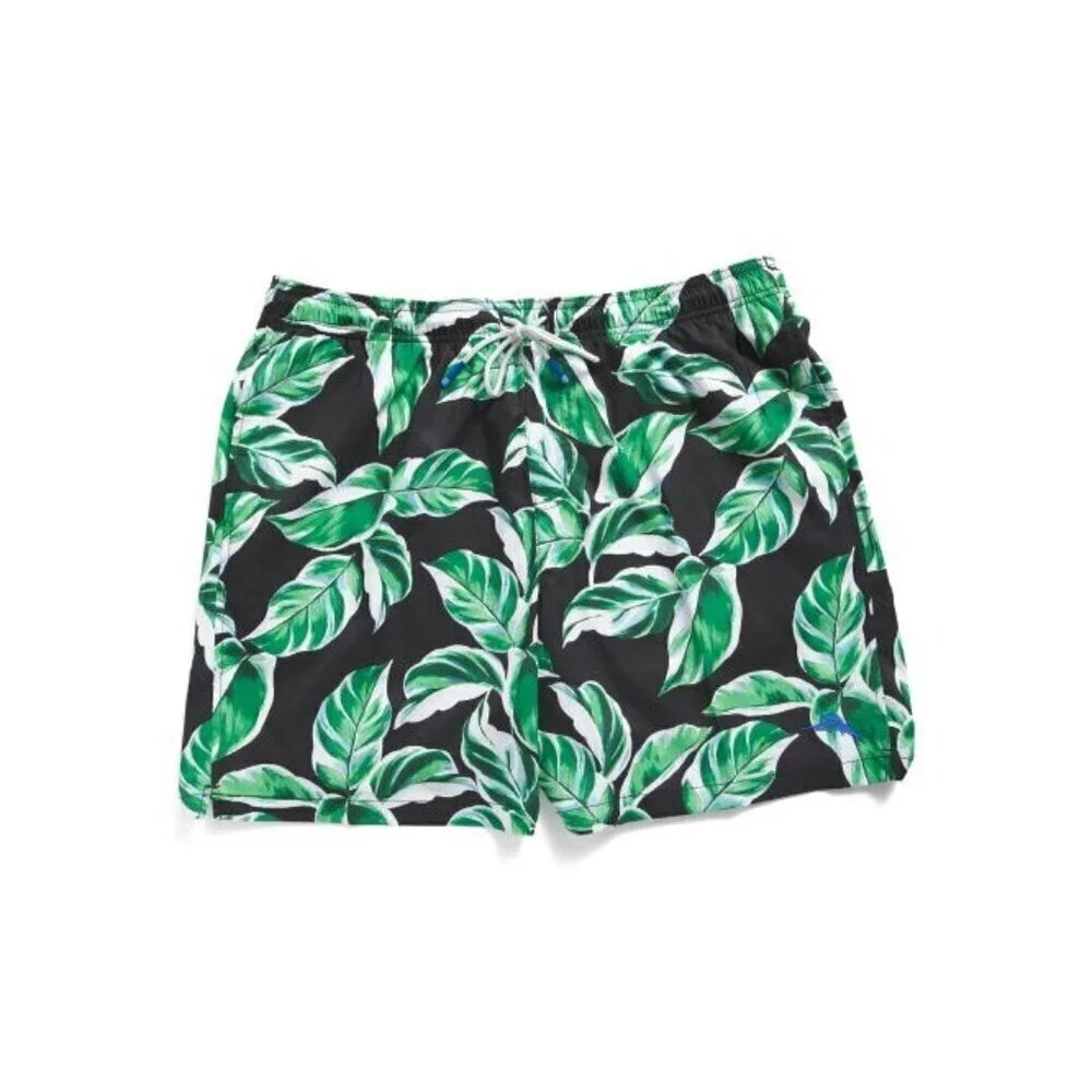 Tommy Bahama Mens Tropical Green Black Big Tall Harbor Swim Trunks Sz 3XLB New